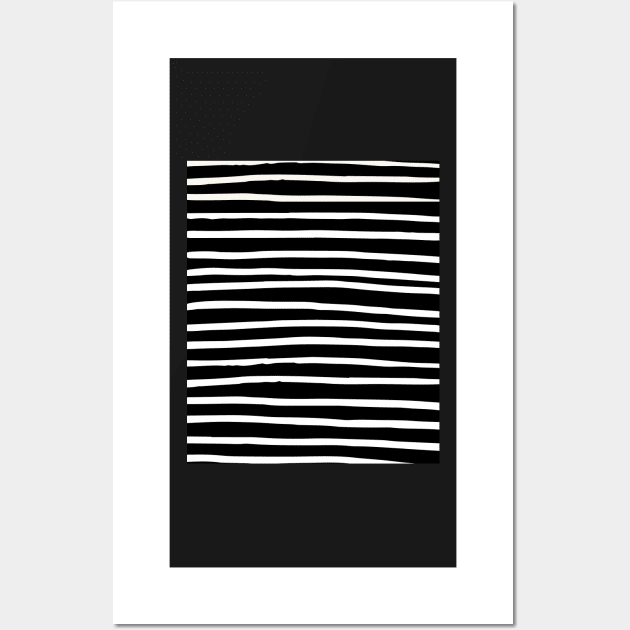 Balck and White Abstract Mudcloth Lines Pattern Wall Art by zedonee